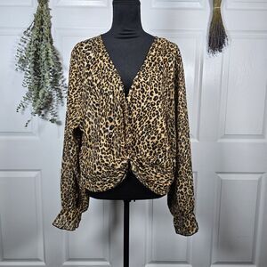 Live 4 Truth Cheetah Surplice Blouse 3X Coquette